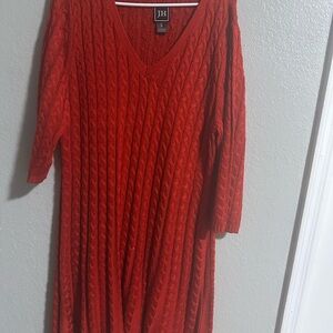 Elegant V-Neck Red Sweater for Women